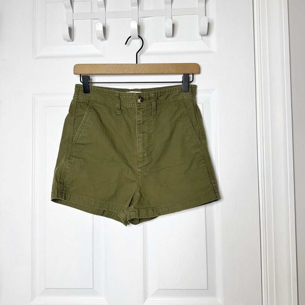 Madewell Camp Shorts Women XS Olive Green High Rise Utility Pockets Summer